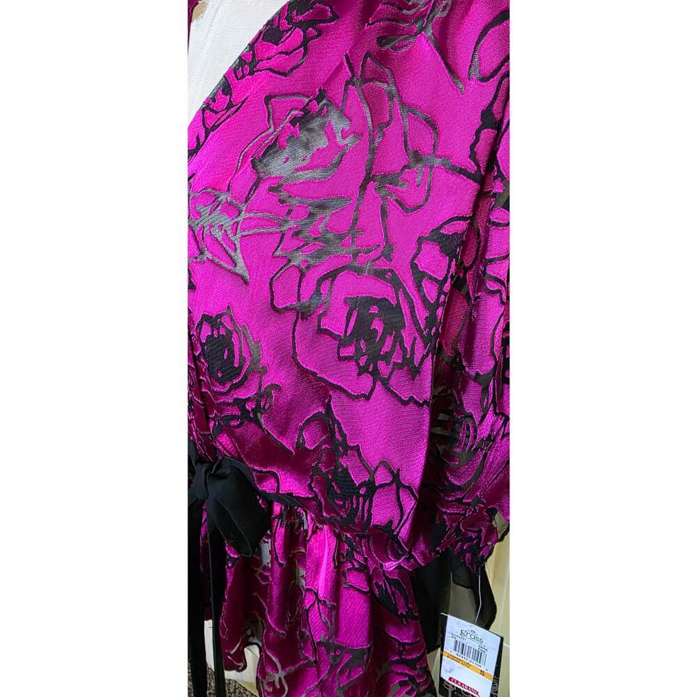 Grass Collection Purple Floral Button Tie Front Top Size Small‎ NWT - Picture 2 of 6